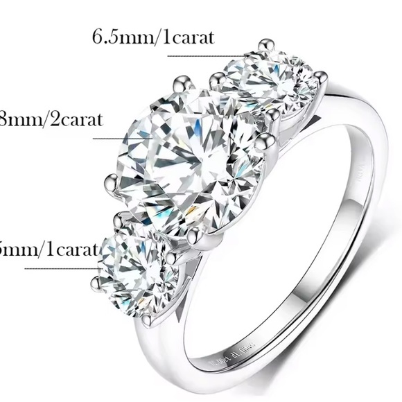 Sterling Silver Moissanite Ring for Women 4 ct - Picture 9 of 9